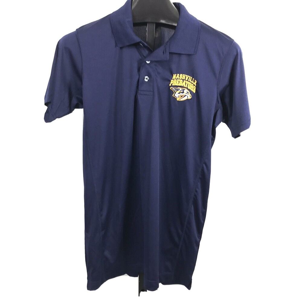 NHL Nashville Predators Polo Shirt Mens Navy Blue Embroidered Logo Size M